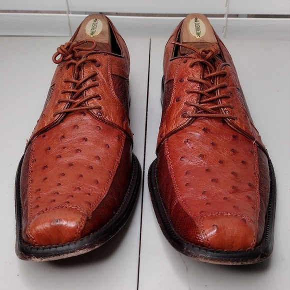 Los Altos Boots Lizard Ostrich Leather Office Business Oxford Dress Shoes Sz 11 - Picture 5 of 13